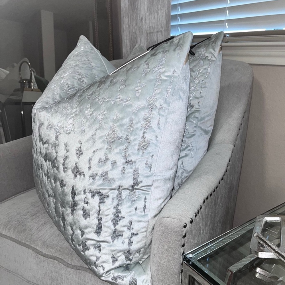 1-NWT CALLISTO HOME SILVER EMBROIDERED DECORATIVE PILLOWS (Read description) - Picture 9 of 12